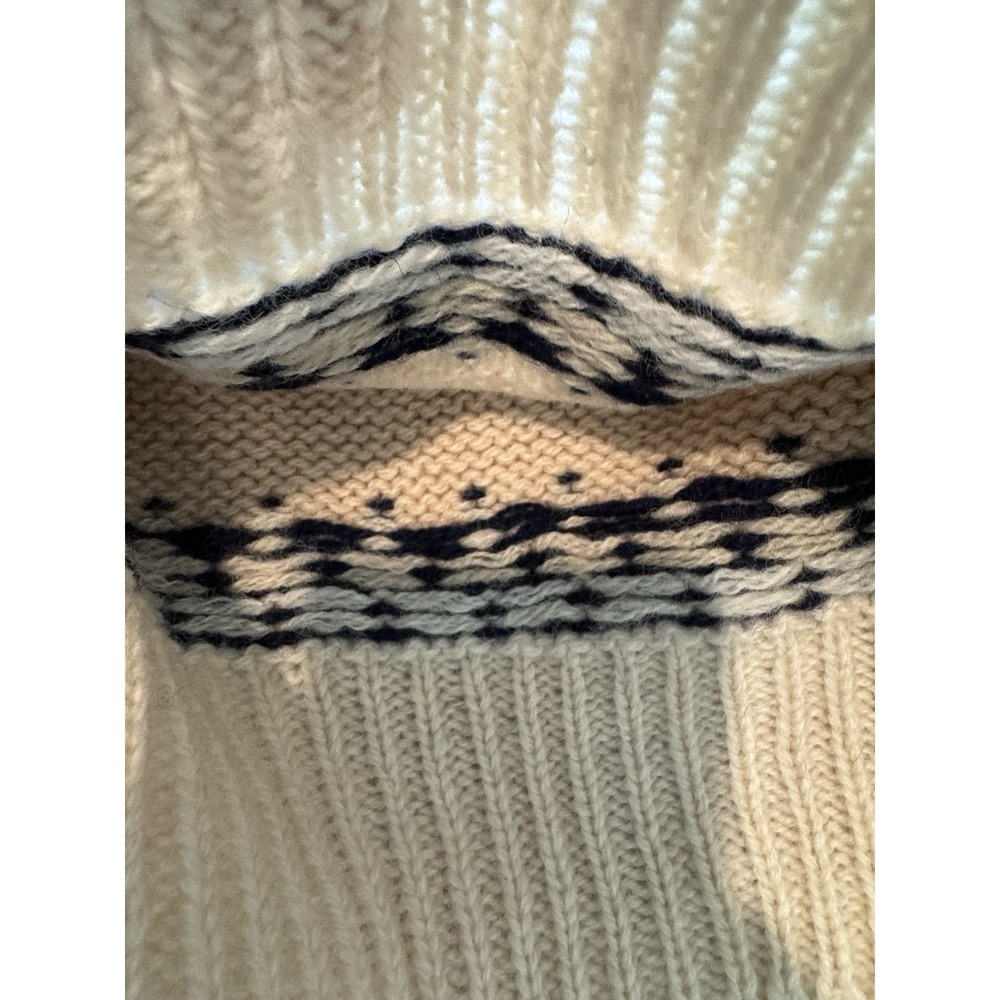 NWT Keep Bell Wool Hand Knit Cream Black Fisherman Sweater Fair Isle Nordic Sz M - Picture 11 of 13
